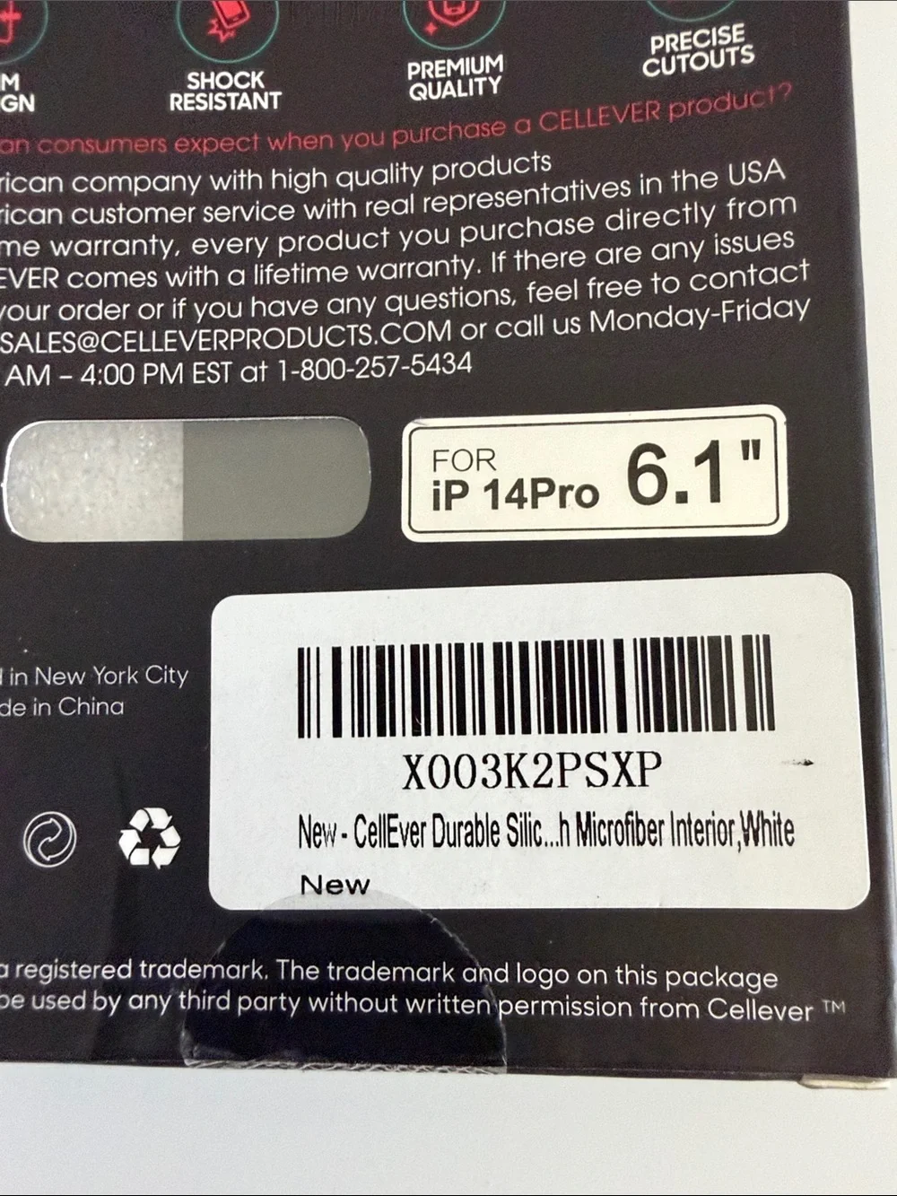 Cellever for IPhone  14 Pro White New never opened